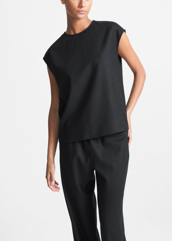 asceno Dasha Top Black Wool Cashmere Flannel