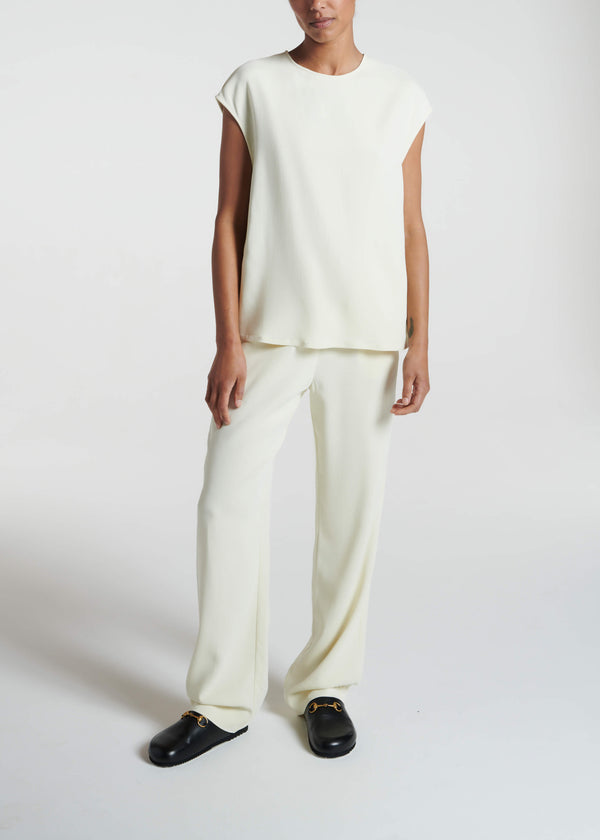 Asceno Dasha Top Ecru Viscose Crepe
