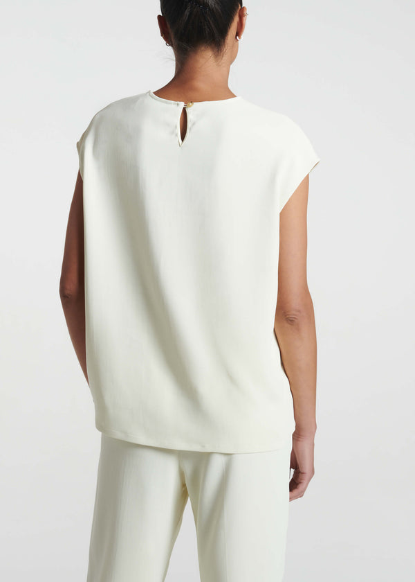 Asceno Dasha Top Ecru Viscose Crepe