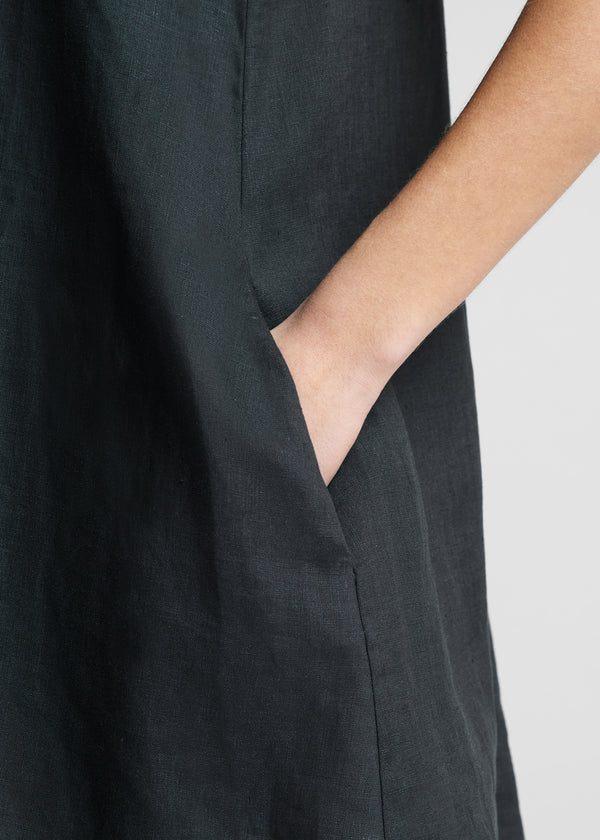 Asceno Derya Mini Dress Black Organic Linen