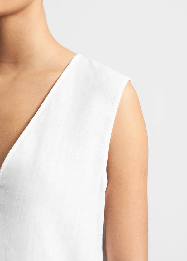 Asceno Derya Mini Dress White Organic Linen