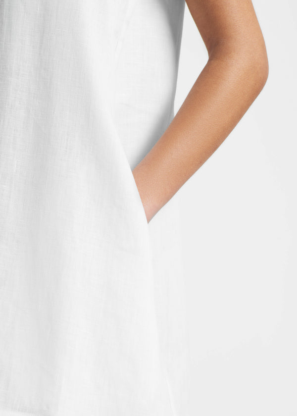Asceno Derya Mini Dress White Organic Linen