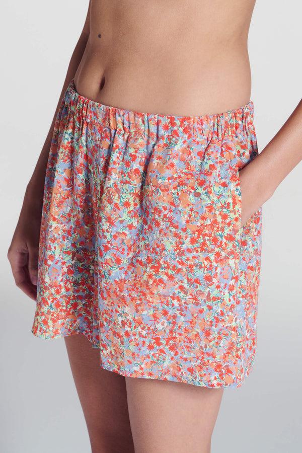 Asceno Franca Short Beachscape Coral Silk Crepe