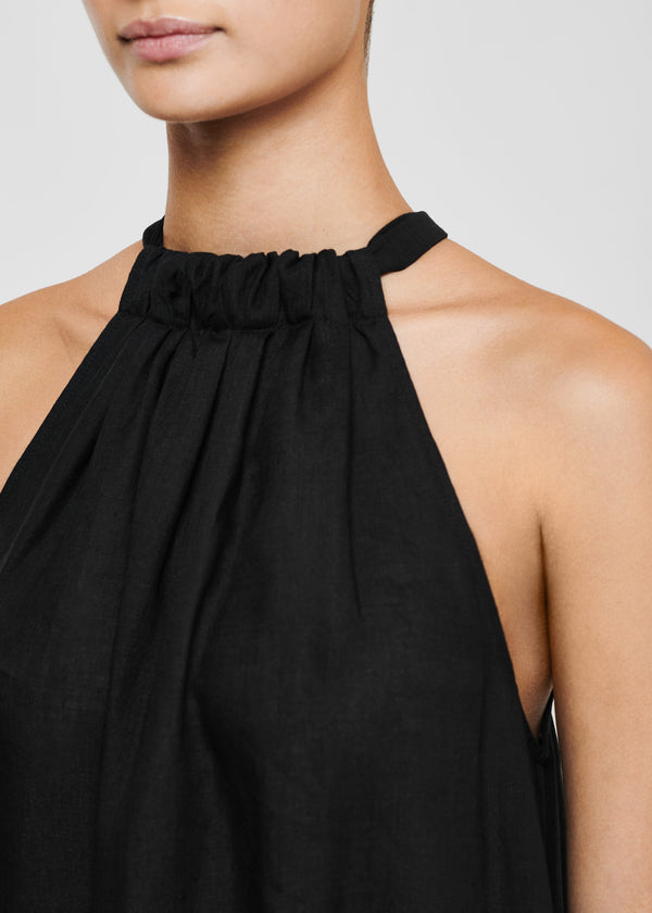 Asceno Ibiza Maxi Dress Black Organic Linen