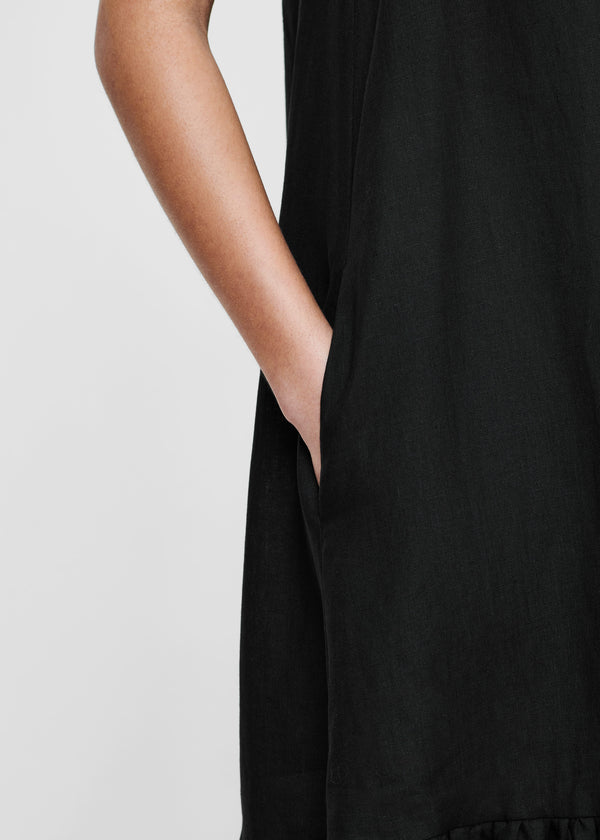 Asceno Ibiza Maxi Dress Black Organic Linen