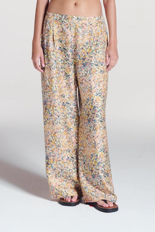 Asceno Isola Trouser Beachscape Tan Silk Twill