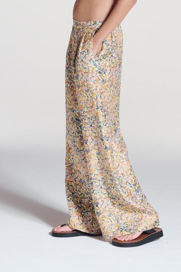 Asceno Isola Trouser Beachscape Tan Silk Twill