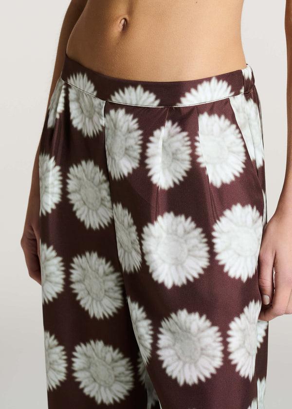 Asceno Isola Trouser Sunflower Mahogany Silk Twill