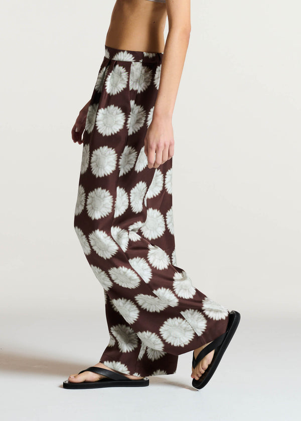 Asceno Isola Trouser Sunflower Mahogany Silk Twill