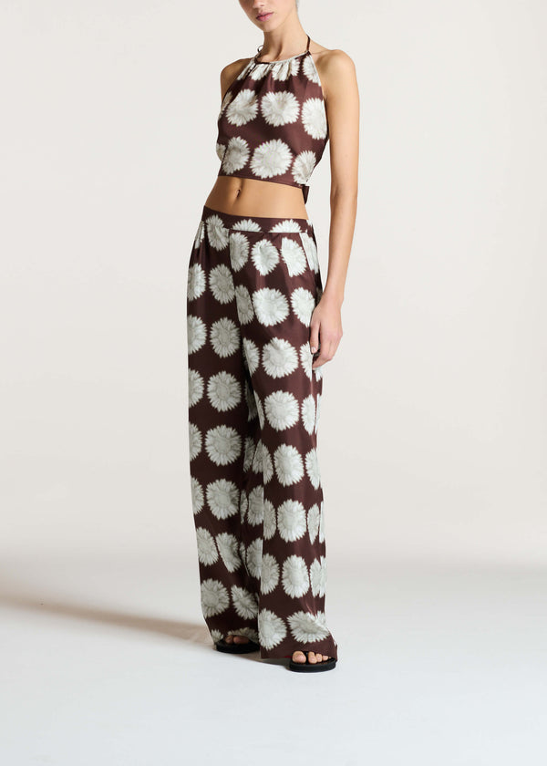 asceno Isola Trouser Sunflower Mahogany Silk Twill