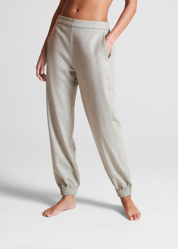 Asceno Lazio Trouser Oat Wool Cashmere Flannel