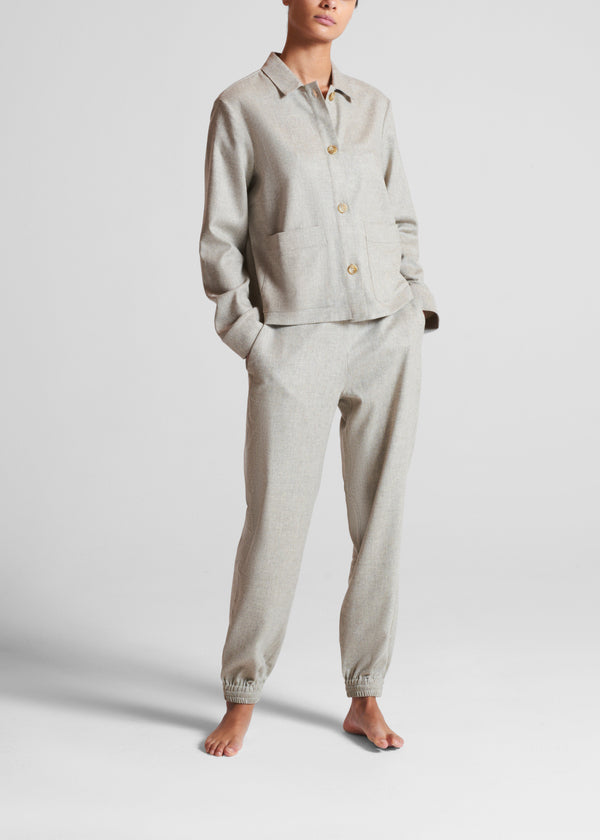 asceno Lazio Trouser Oat Wool Cashmere Flannel