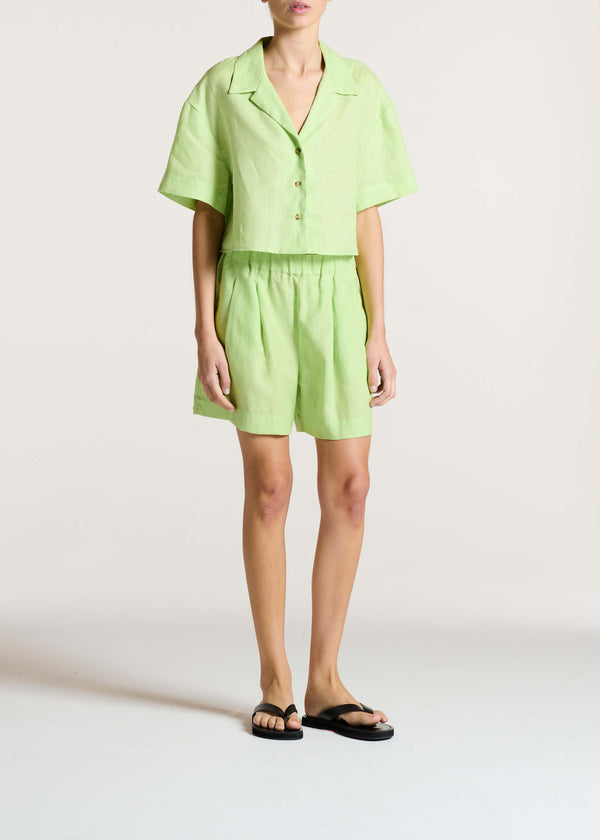 Asceno Lincoln Shirt Citrus Green Linen