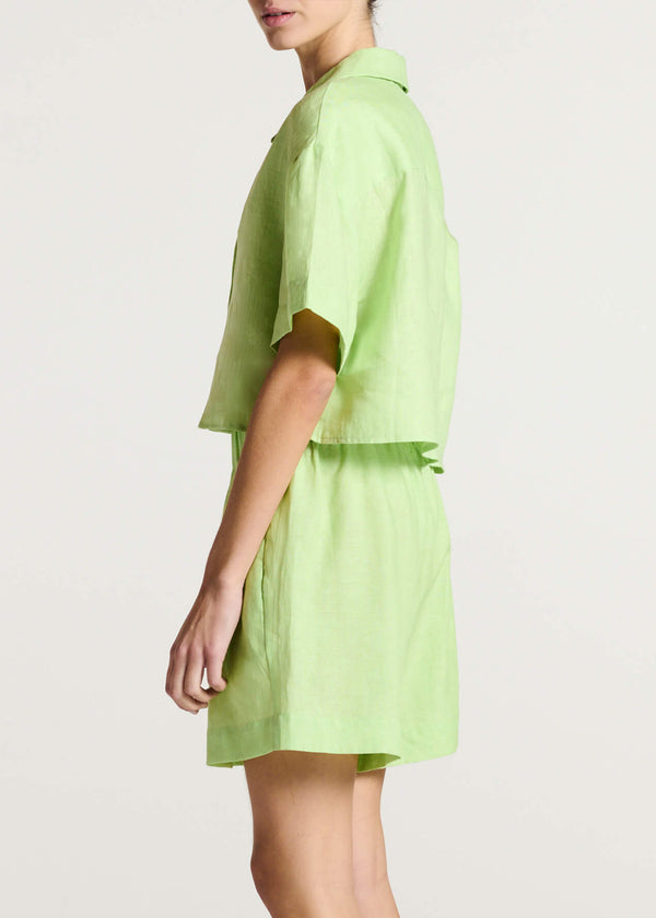 Asceno Lincoln Shirt Citrus Green Linen