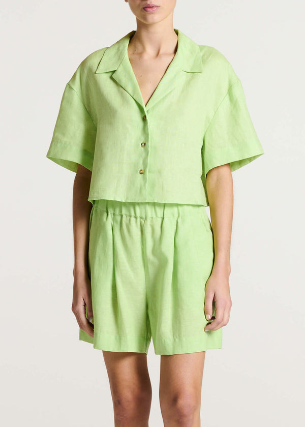 asceno Lincoln Shirt Citrus Green Linen