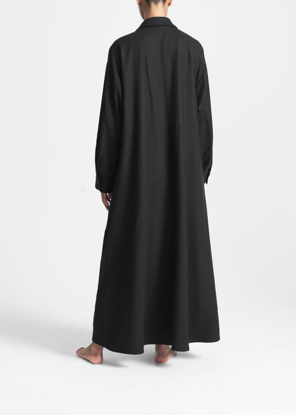 Asceno Lisbon Dress Black Wool Cashmere Flannel