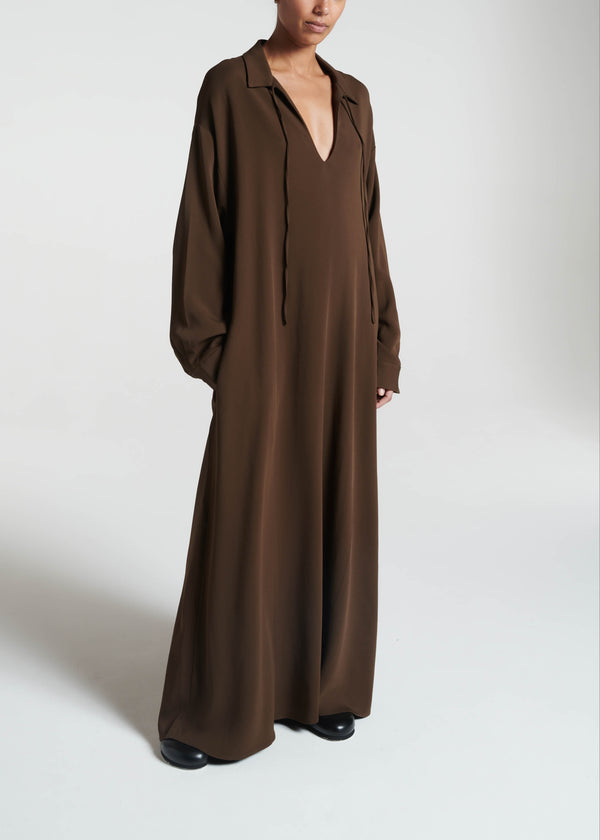 asceno Lisbon Dress Coffee Viscose Crepe