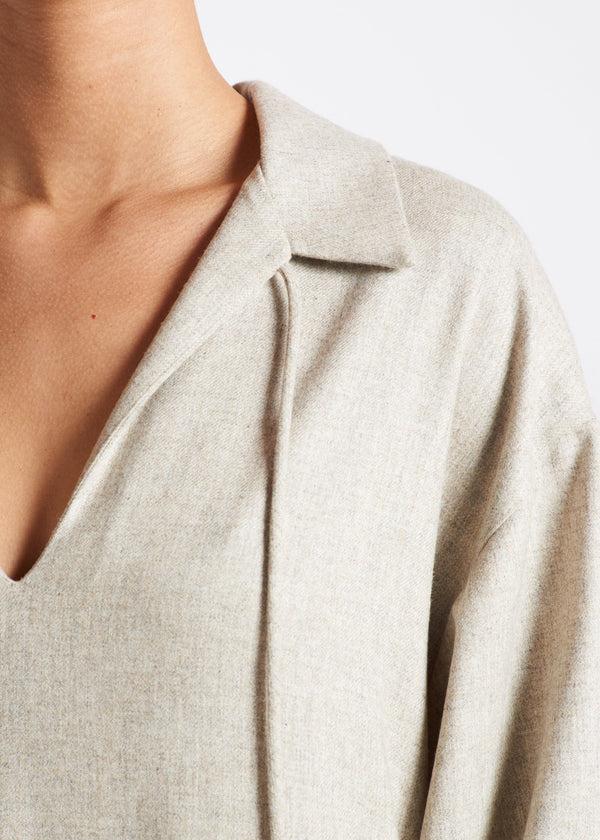 Asceno Lisbon Dress Oat Wool Cashmere Flannel