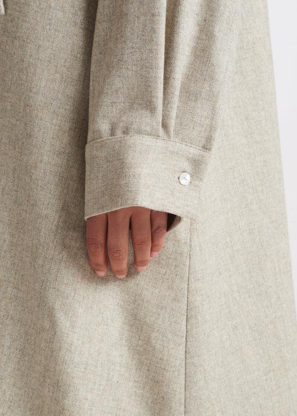 Asceno Lisbon Dress Oat Wool Cashmere Flannel