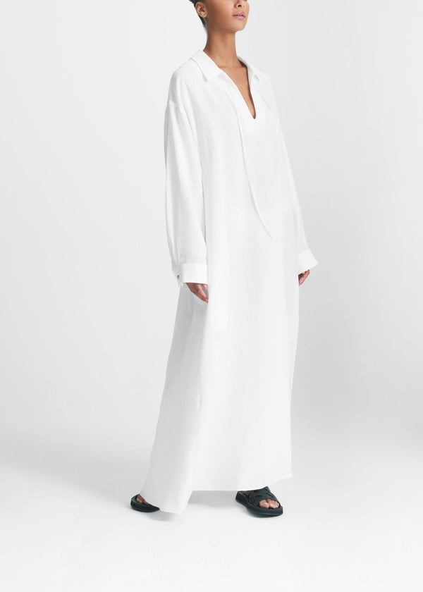 Asceno Lisbon Shirt Dress White Organic Linen