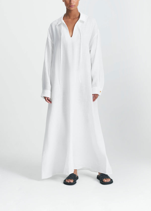 asceno Lisbon Shirt Dress White Organic Linen