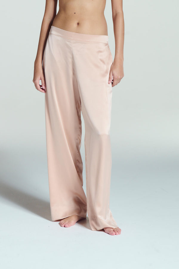 Asceno London Pyjama Bottom Pale Blush Silk