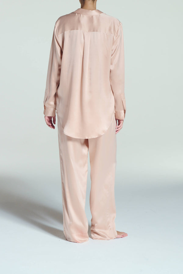 Asceno London Pyjama Top Pale Blush Silk