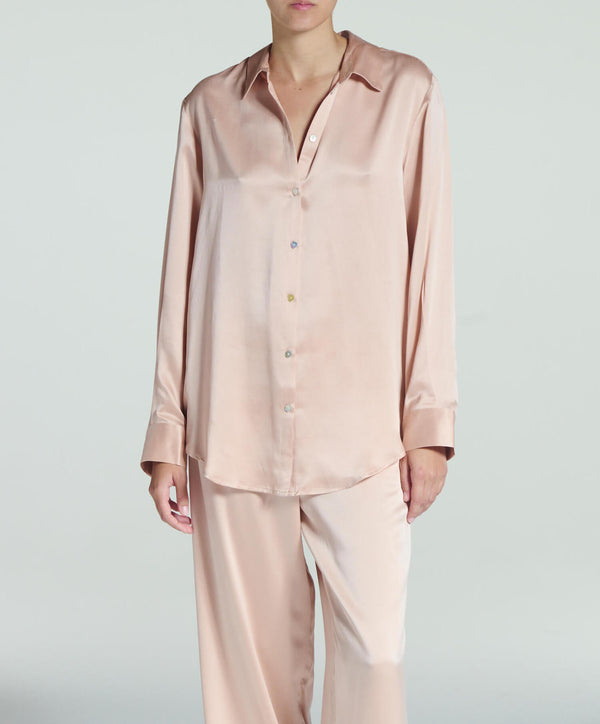 asceno London Pyjama Top Pale Blush Silk