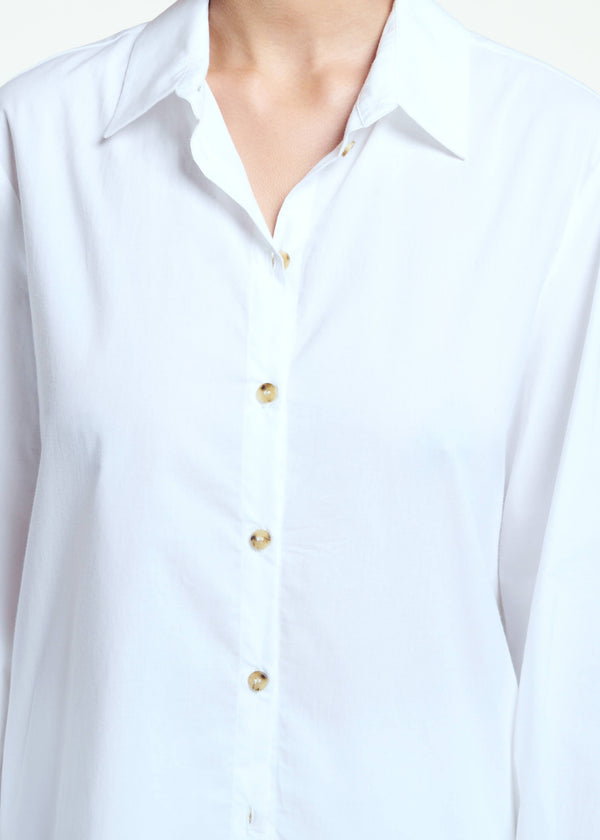 Asceno London Pyjama Top White Cotton