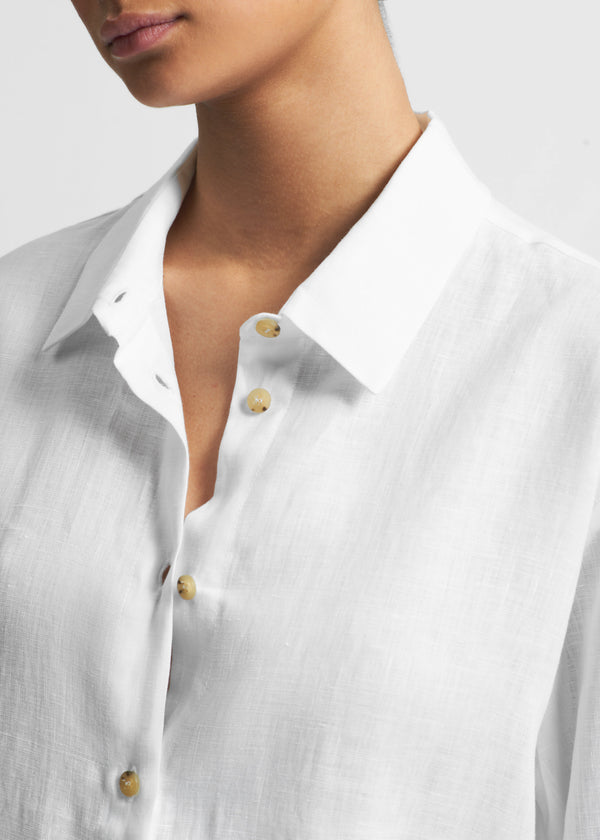 Asceno London Pyjama Top White Organic Linen