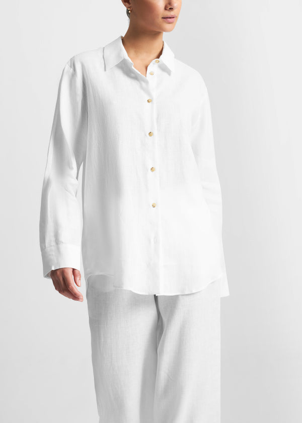 asceno London Pyjama Top White Organic Linen