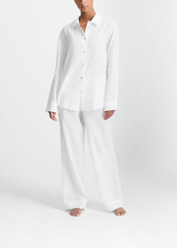 asceno London Pyjama Trouser White Organic Linen