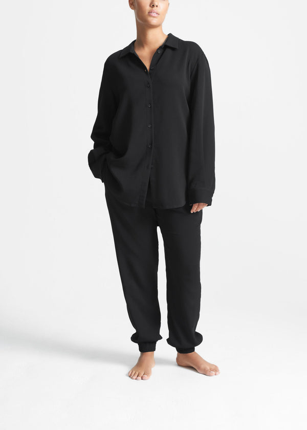 Asceno London Shirt Black Viscose Crepe