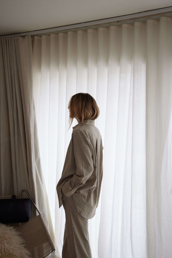 Asceno London Shirt Oat Wool Cashmere Flannel