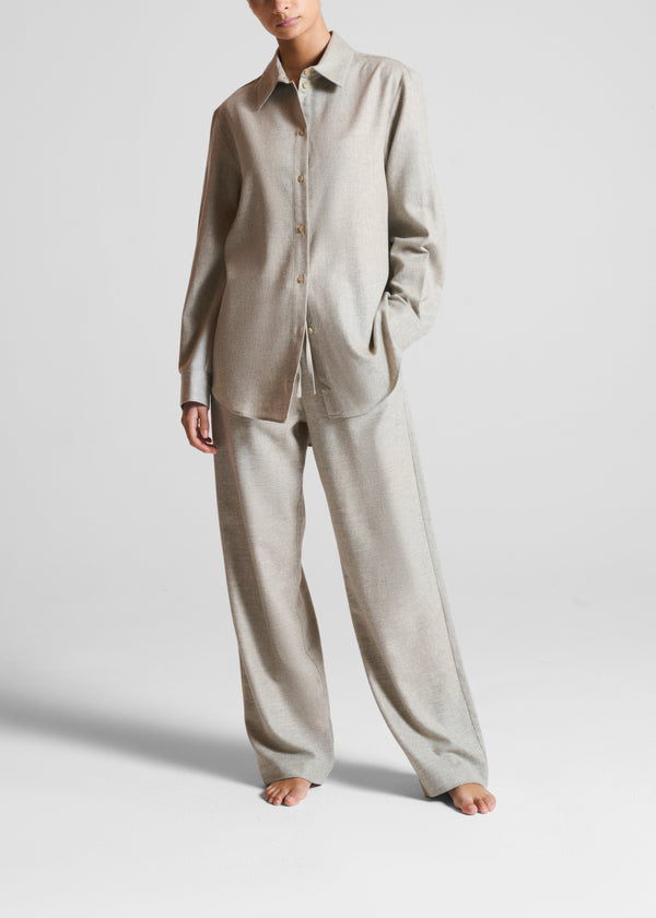 Asceno London Shirt Oat Wool Cashmere Flannel