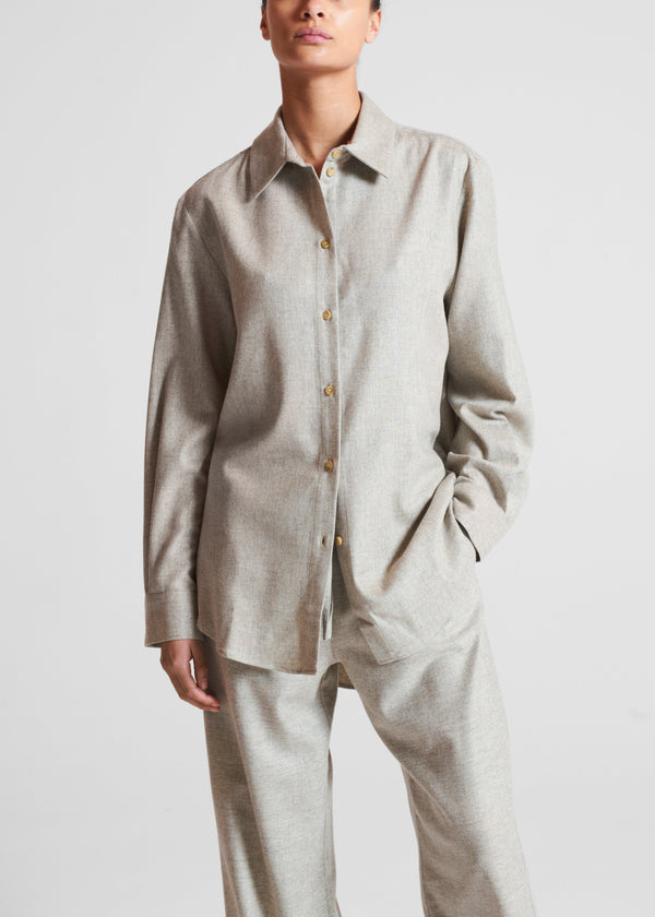 asceno London Shirt Oat Wool Cashmere Flannel