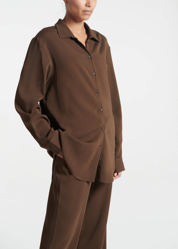 asceno London Top Coffee Viscose Crepe