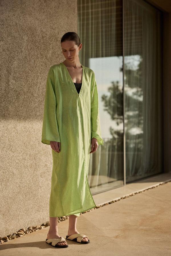 Asceno Lorenzo Robe Citrus Green Linen