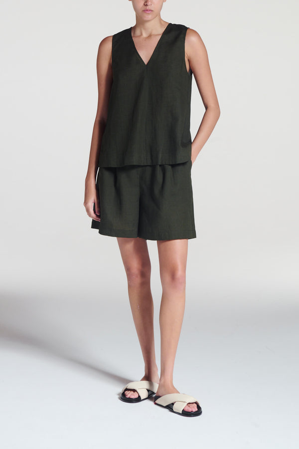 Asceno Manta Top Sea Moss Green Linen