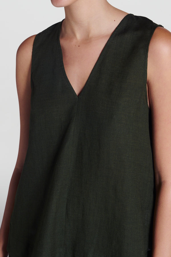 Asceno Manta Top Sea Moss Green Linen