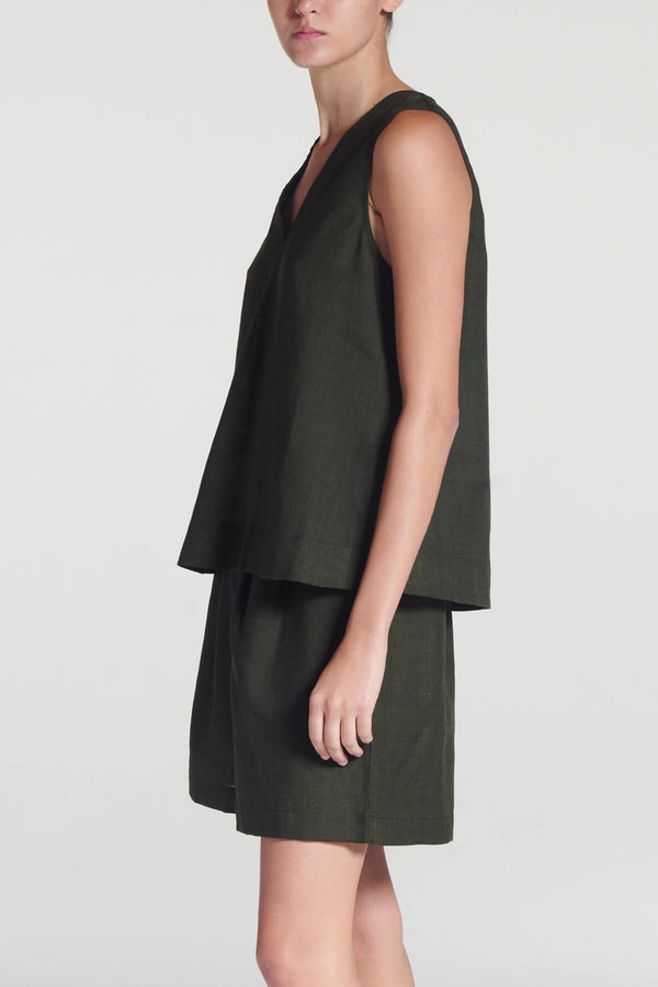 Asceno Manta Top Sea Moss Green Linen