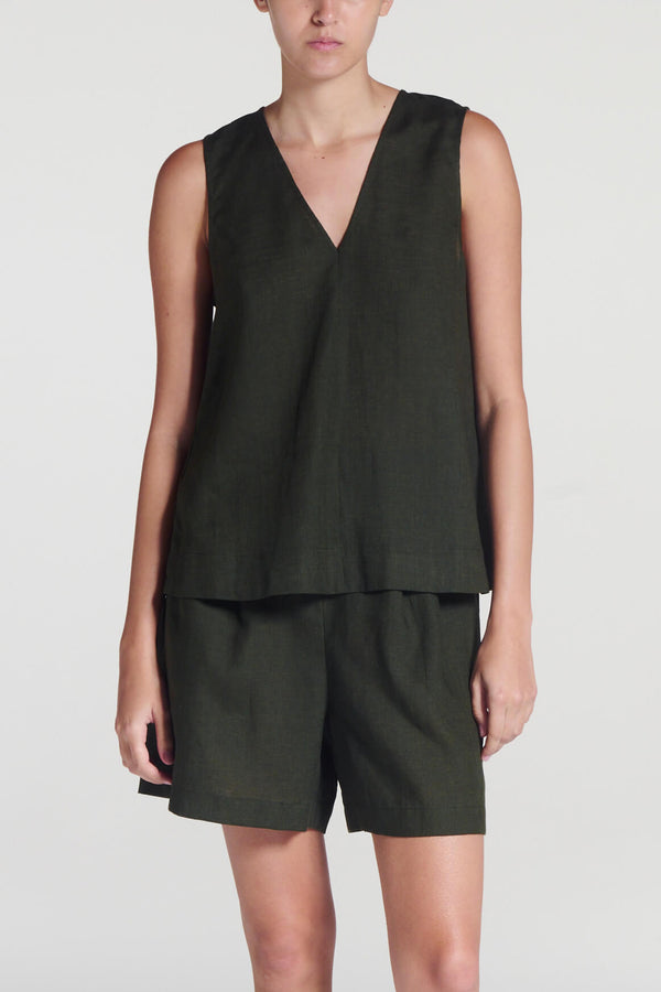 asceno Manta Top Sea Moss Green Linen