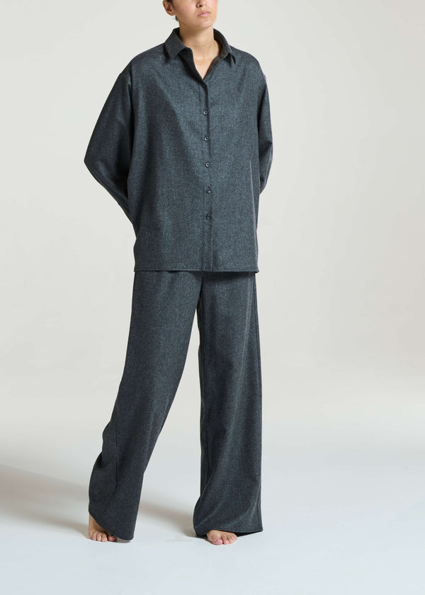 Asceno Maya Shirt Charcoal Wool Cashmere Flannel