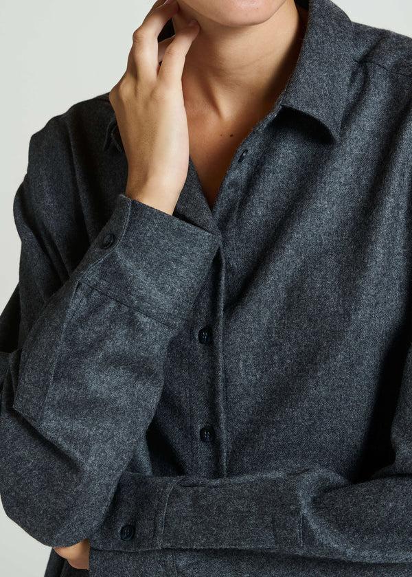Asceno Maya Shirt Charcoal Wool Cashmere Flannel