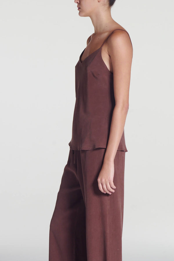 Asceno Milos Top Mahogany Silk Crepe