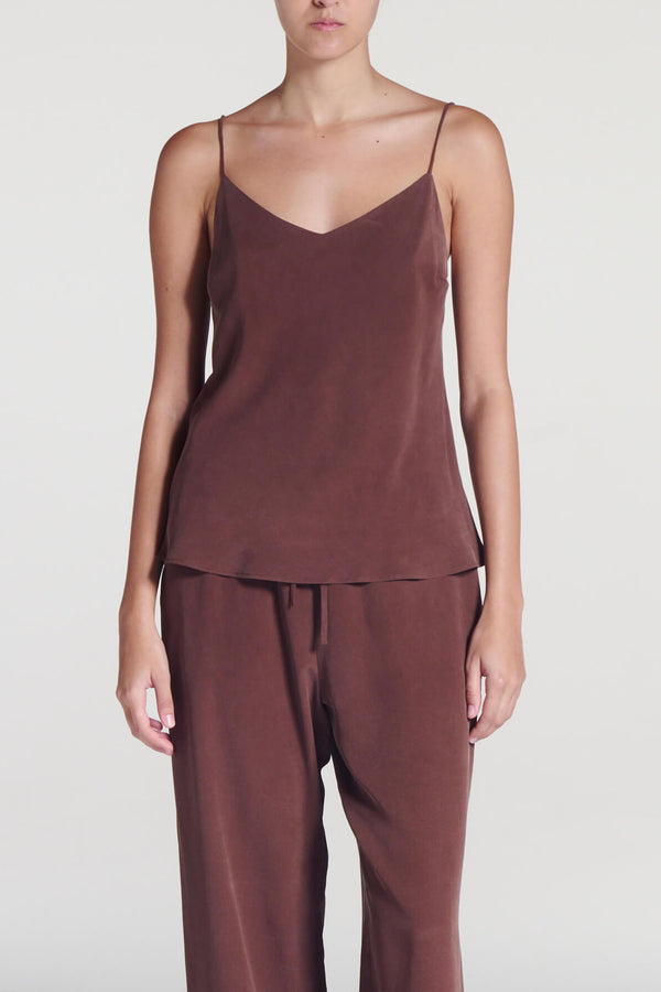 asceno Milos Top Mahogany Silk Crepe