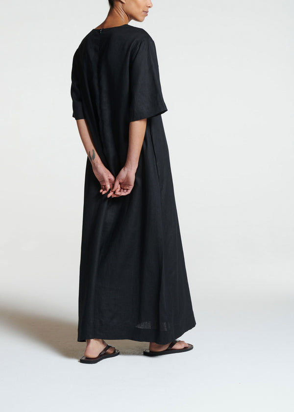 Asceno Mina Dress Black Linen