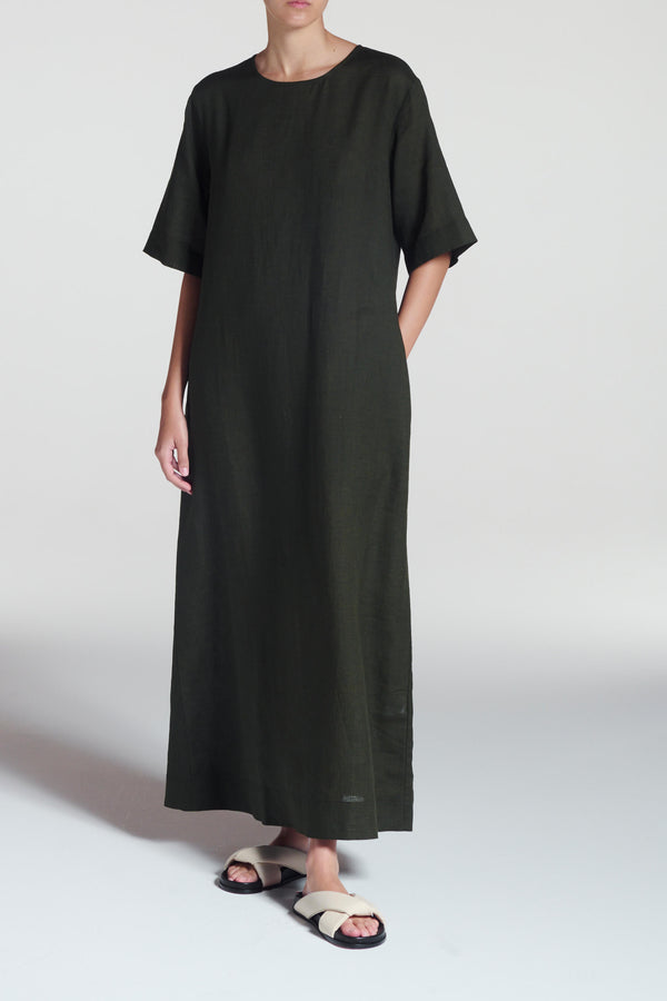asceno Mina Dress Sea Moss Green Linen