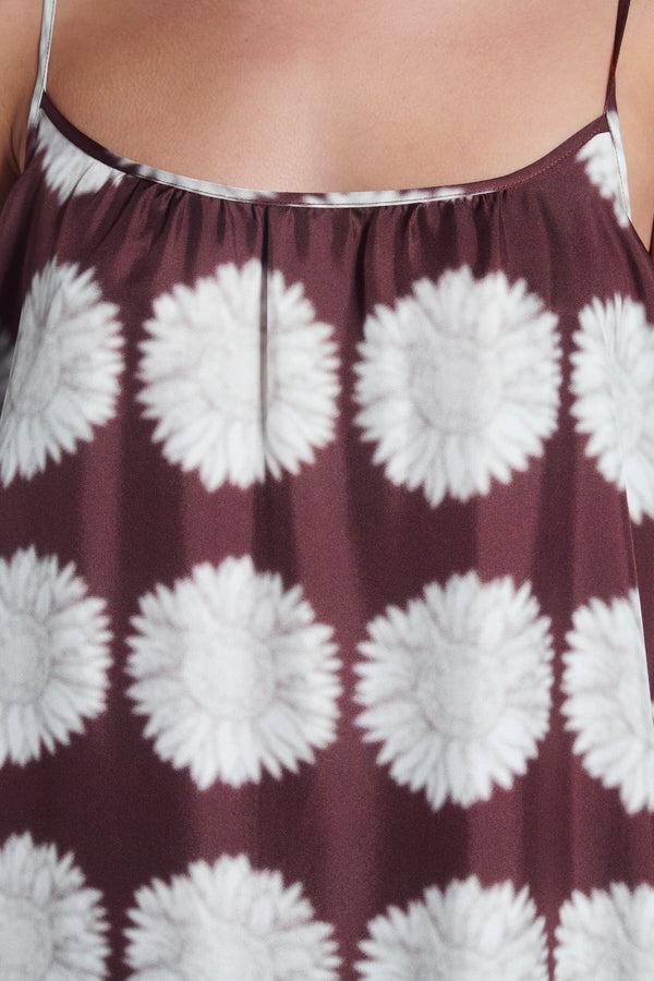 Asceno Napoli Dress Sunflower Mahogany Silk Twill