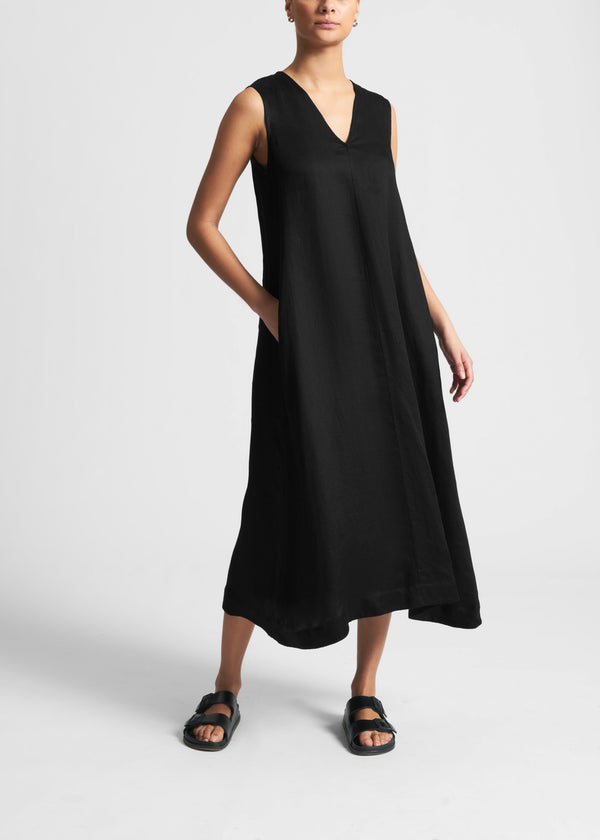 Asceno Nisha Dress Black Organic Linen